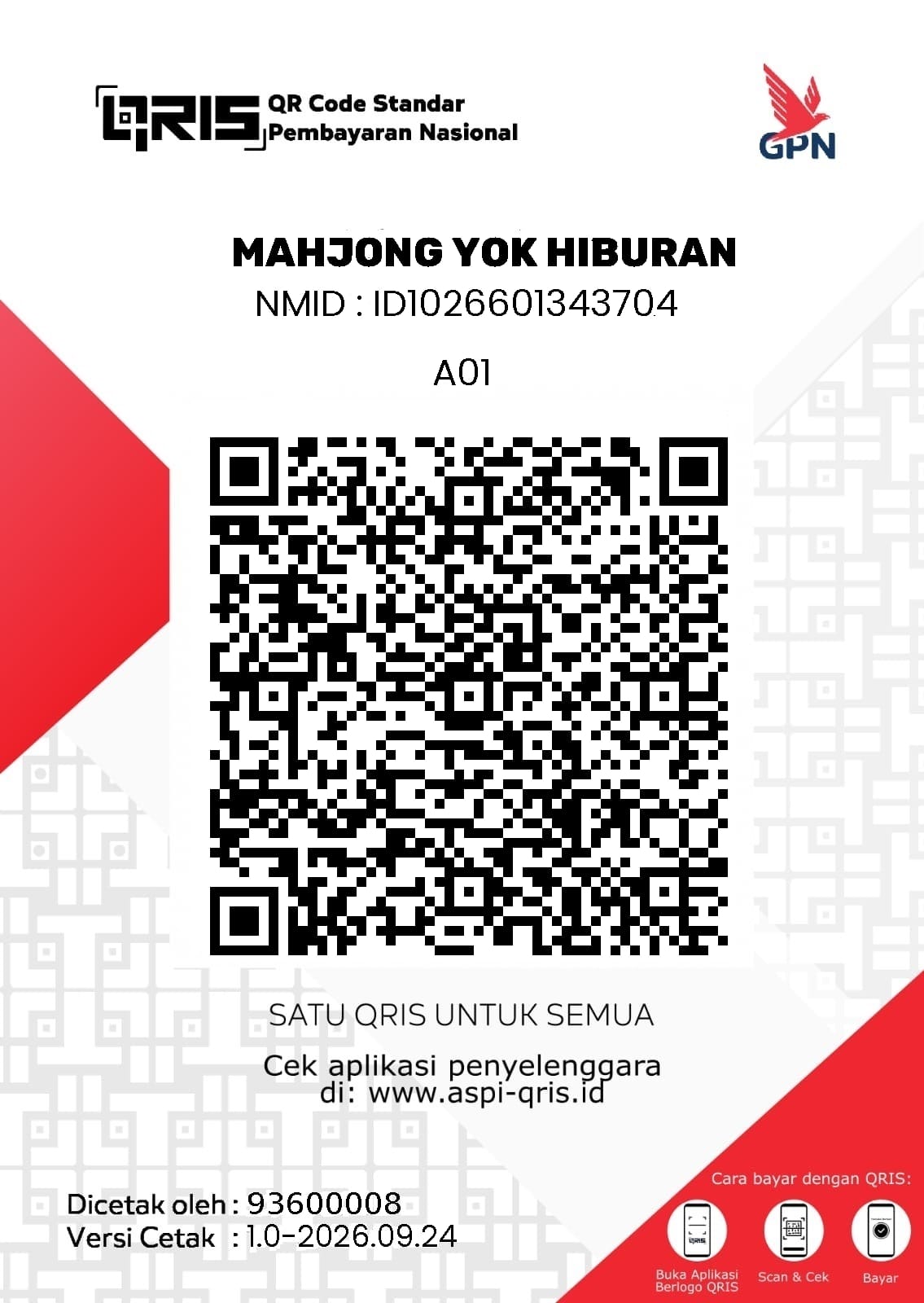 Mahjong Yok QRIS payment code